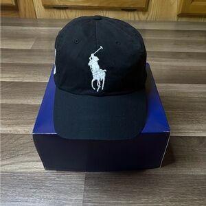 Black Polo Ralph Lauren Big Pony Chino Ball Cap in Men One Size